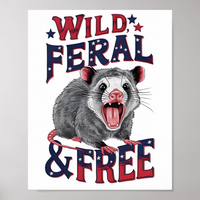 Lönsam opossum Vild Feral and Free Possum Poster (Framsidan)