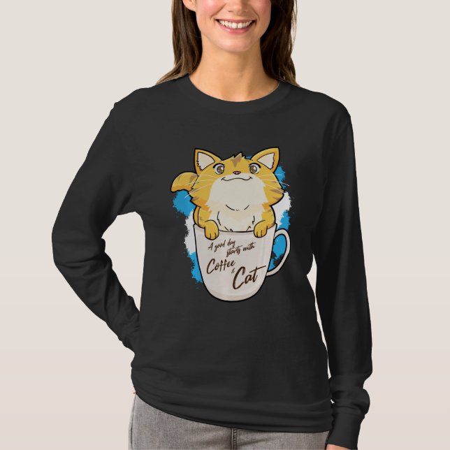 Lönsam Orange Kat Coffee Mugg Cat Idea T Shirt (Framsida)