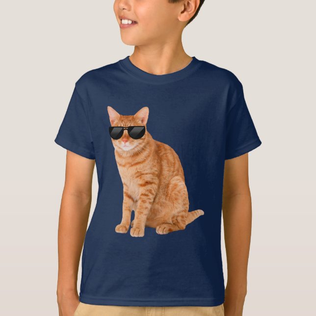 Lönsam Orange Tabby katt med solglasögon T Shirt (Framsida)