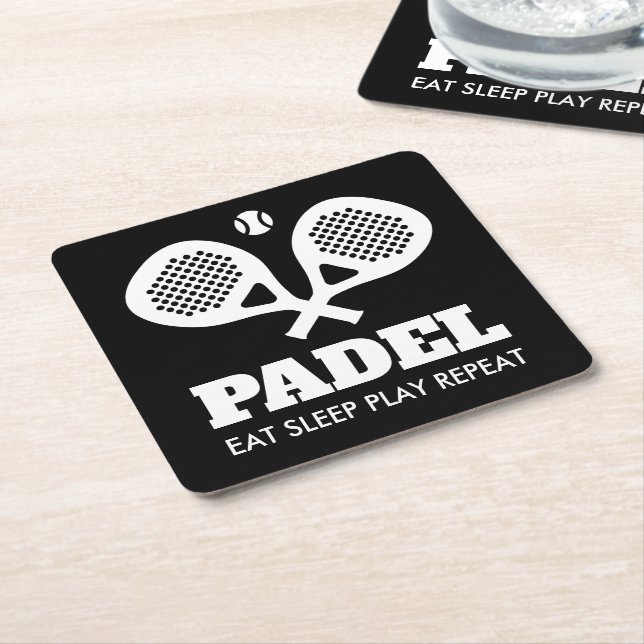 Lönsam padel tennis-dryckskammare med rackets logo underlägg papper kvadrat (Vinklad)