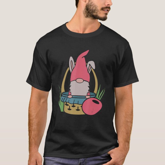 Lönsam Påsk Dag Gnome Bunny med Egg Basket T Shirt (Framsida)
