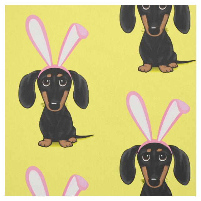 Lönsam Påskhare Hund Black och Tan Dachshund Tyg (Provkarta)