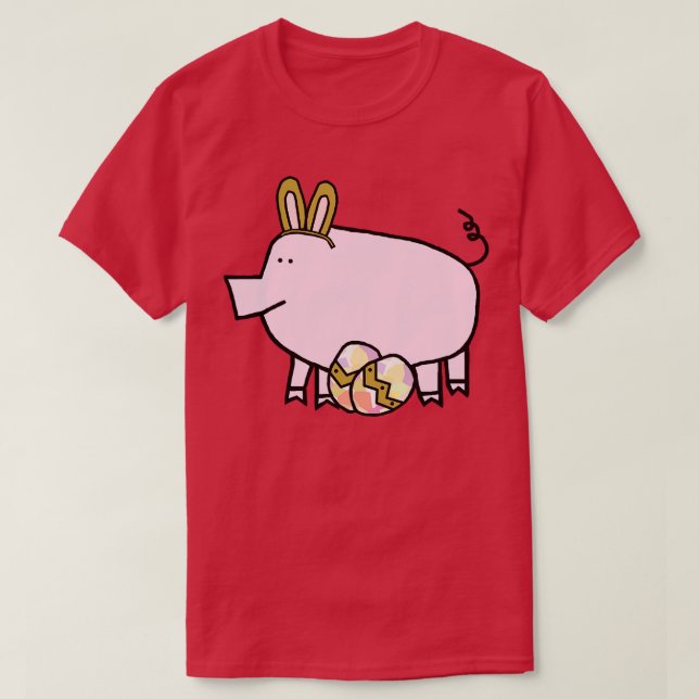 Lönsam Påskhare Öron på Gris T Shirt (Design framsida)