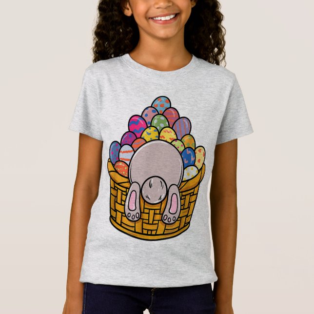 Lönsam Påskhare på kanin i Egg Basket T Shirt (Framsida)