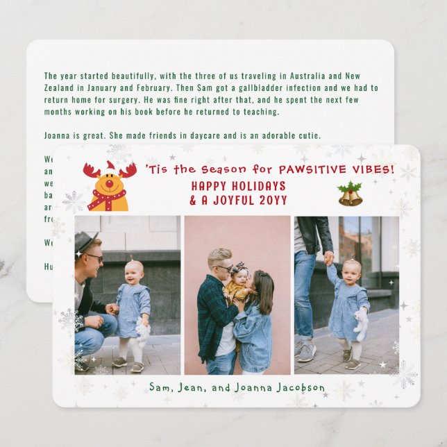 Lönsam, pawsitive Rudolph Minimalist Modern 3 Foto Julkort (Fram/baksida)