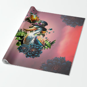 Lönsam pelikan med steampunk hat presentpapper
