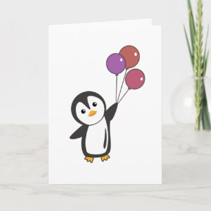 Lönsam Penguin flyger upp med ballonger Kort