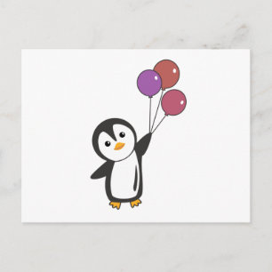 Lönsam Penguin flyger upp med ballonger Vykort