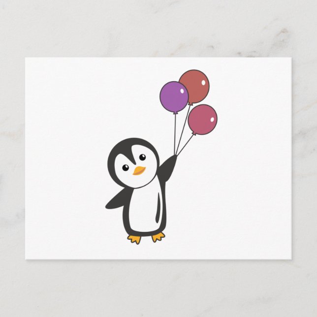 Lönsam Penguin flyger upp med ballonger Vykort (Framsida)