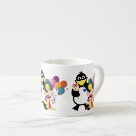 Lönsam penguin och clown-tecknad espressomugg
