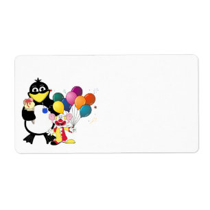 Lönsam penguin och clown-tecknad fraktsedel