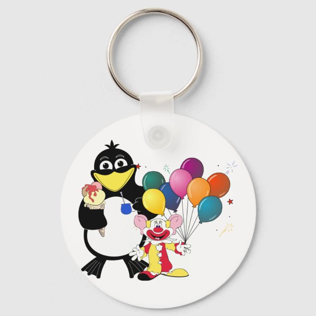 Lönsam penguin och clown-tecknad nyckelring (Framsida)