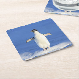 Lönsam penguin på isfoto underlägg papper kvadrat