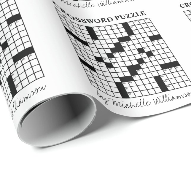Lönsam Personlig Black White Crossword Puzzle Presentpapper (Rullad Hörn)