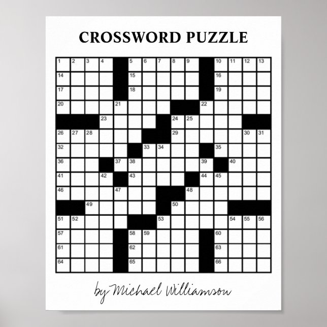 Lönsam Personlig Game Black and White Crossword Poster (Framsidan)