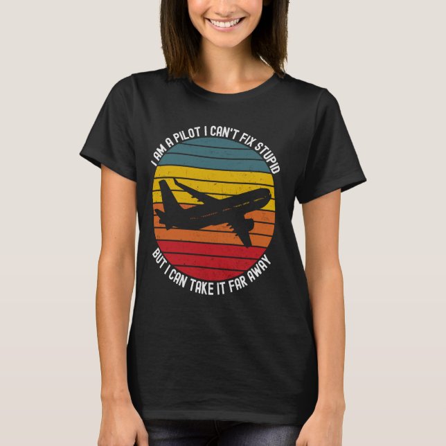 Lönsam pilotdesign För manar Women Aviation-plan T Shirt (Framsida)