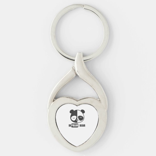 Lönsam Polar, öronmålning för djurfoder Twisted Heart Silverfärgad Nyckelring (Framsidan)