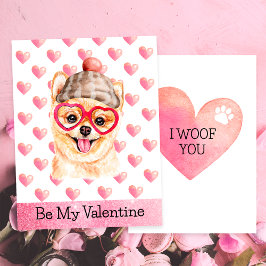 Lönsam Pommern I Woof You Hund Valentine Day Julkort