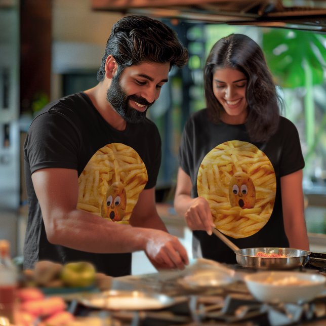 Lönsam potatis Ansikte Mourning av Fransken Fries  T Shirt (Funny Potato Face Mourning the French Fries Unisex T-Shirt)
