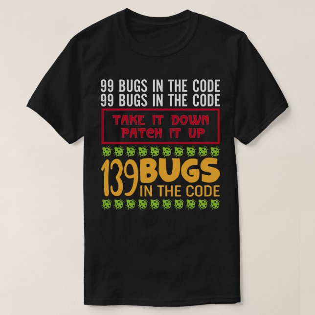 Lönsam programmerare Pun 99 Kryp i koden T Shirt (Design framsida)