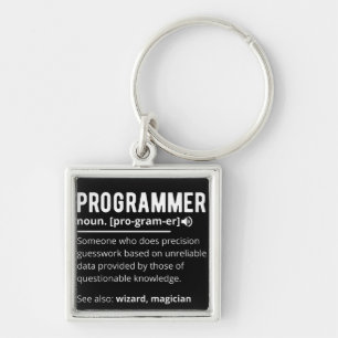 Lönsam programmerarkodsutvecklare betyder definiti fyrkantig silverfärgad nyckelring