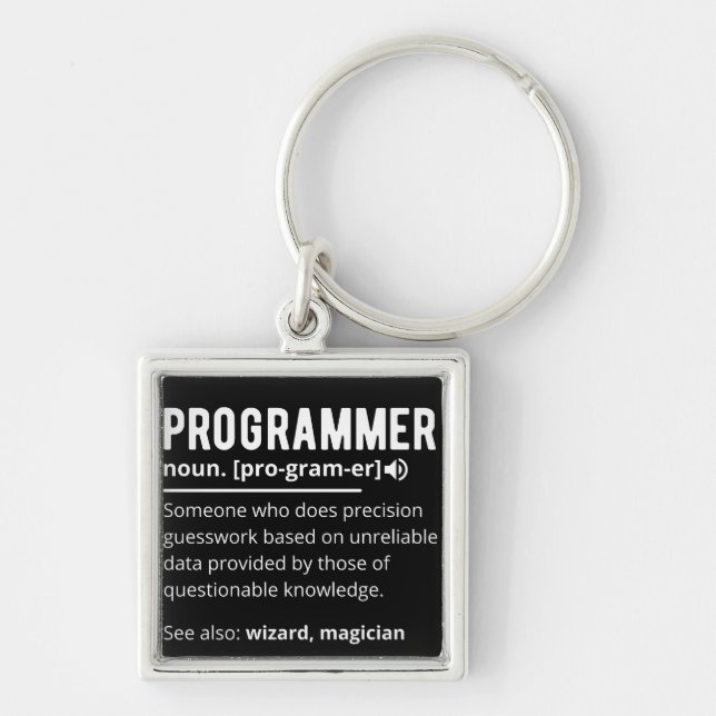 Lönsam programmerarkodsutvecklare betyder definiti fyrkantig silverfärgad nyckelring (Framsidan)
