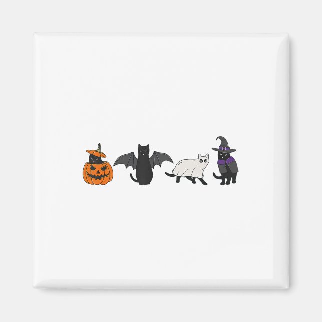 Lönsam pumpkin Ghost Black Cat Halloween för Ca Magnet (Framsidan)
