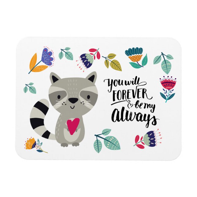 Lönsam Raccoon Valentines Day Gift Magnet (Horisontell)