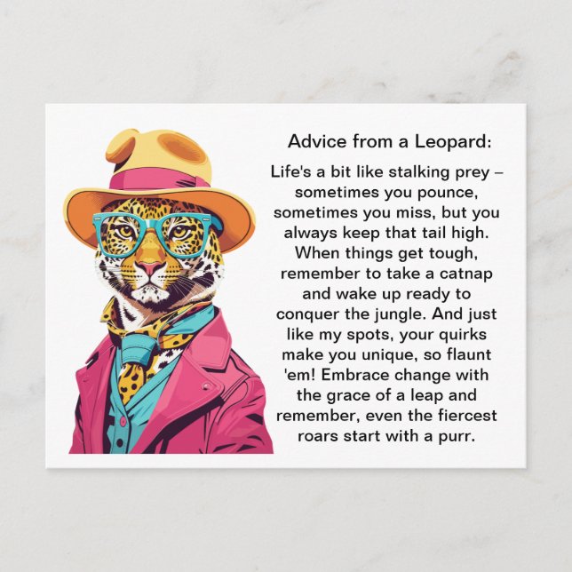 Lönsam rådgivning från en leopard vykort (Framsida)