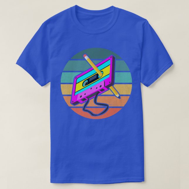 Lönsam Retro 80s kassettbandsbärnstensmus för kass T Shirt (Design framsida)