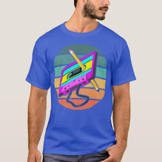 Lönsam Retro 80s kassettbandsbärnstensmus för kass T Shirt