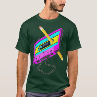 Lönsam Retro 80s kassettbandsbärnstensmus för kass T Shirt