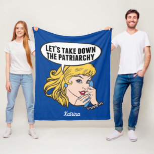 Lönsam Retro Feminist Pop Art Anti Patriarchy Blu Fleecefilt