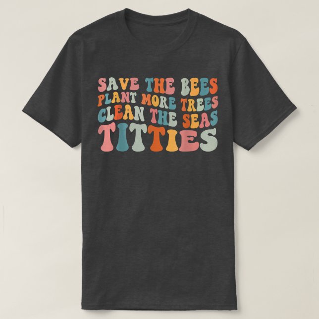 Lönsam Retro-Spara av binaRädda biplantan mer T Shirt (Design framsida)