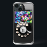 Lönsam retro-uppringning Mobil med Photo Ram<br><div class="desc">Den mobila och humoristiska reflektorn med fotot ram. Retro tar sig an modern mobil. Anpassningsbar och valfritt monogram. Du kan byta ut mosaikplattor mot fotot eller ha det som det är.</div>