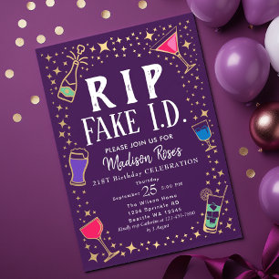 Lönsam RIP Fake ID 21:a födelsedagsinbjudan Inbjudningar