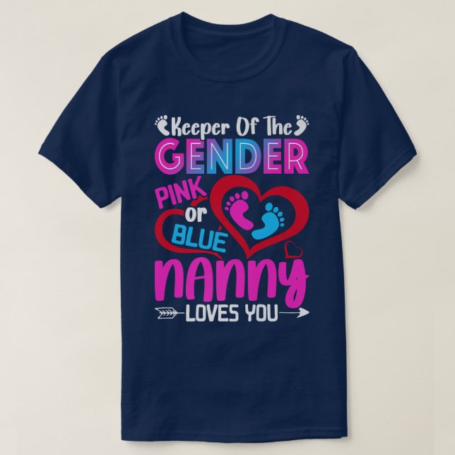 Lönsam Rosa eller Blå Nanny Kärlek Du Gender Revea T Shirt (Design framsida)