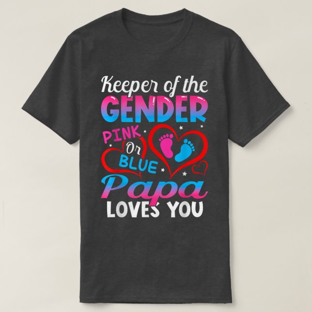 Lönsam Rosa eller Blå Pappa Kärlek Du Gender Visa  T Shirt (Design framsida)