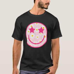 Lönsam Rosa Lycklig Ansikte Daisy Flower Tshirt Sm T Shirt