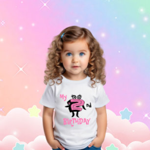 Lönsam rosa nummer två baby-kroppsdräkt t shirt