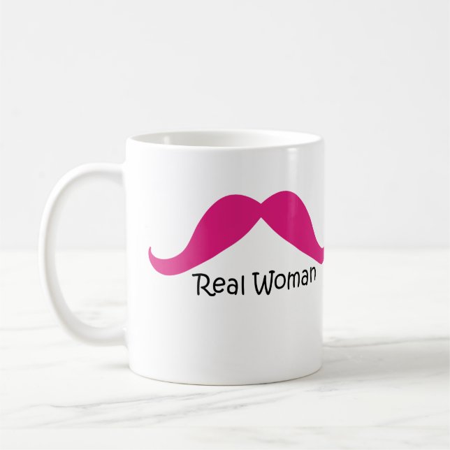 Lönsam Rosa och svart Real Women Mustache Kaffemugg (Vänster)
