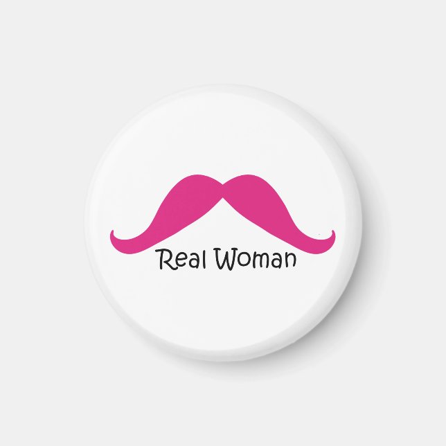 Lönsam Rosa och svart Real Women Mustache Magnet (Framsidan)