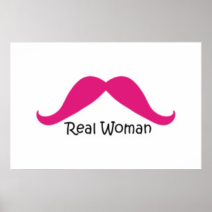 Lönsam Rosa och svart Real Women Mustache Poster