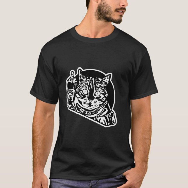Lönsam Rude Cat Ge vid Mitten Finger T Shirt (Framsida)