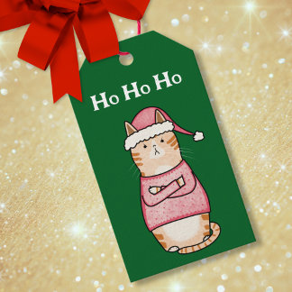 Lönsam Sarkastisk Orange Kat jul-Helgdag Presentetikett