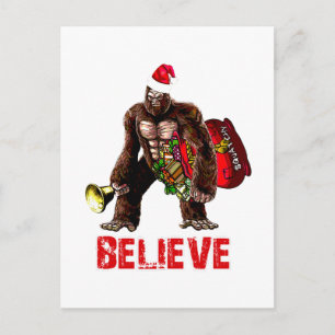 Lönsam Sasquatch Jultomten-juldesign Helg Vykort