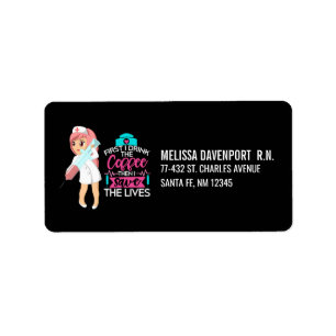 Lönsam sjuksköterska med stort Hypodermic Nål Adressetikett