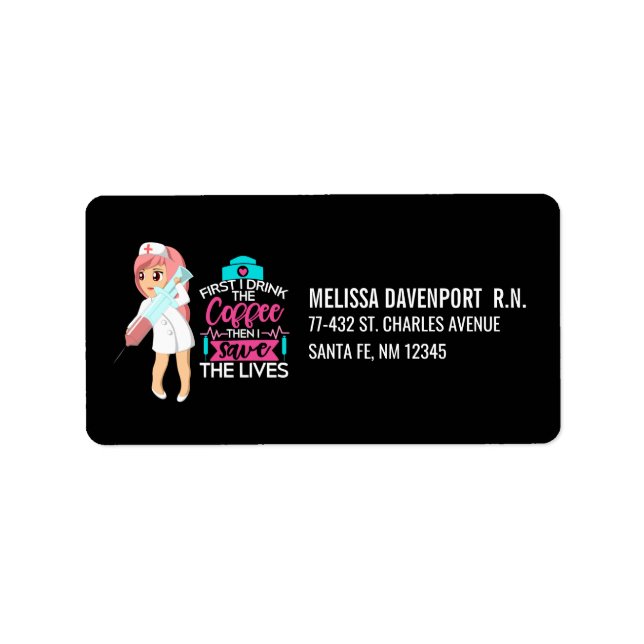 Lönsam sjuksköterska med stort Hypodermic Nål Adressetikett (Framsidan)