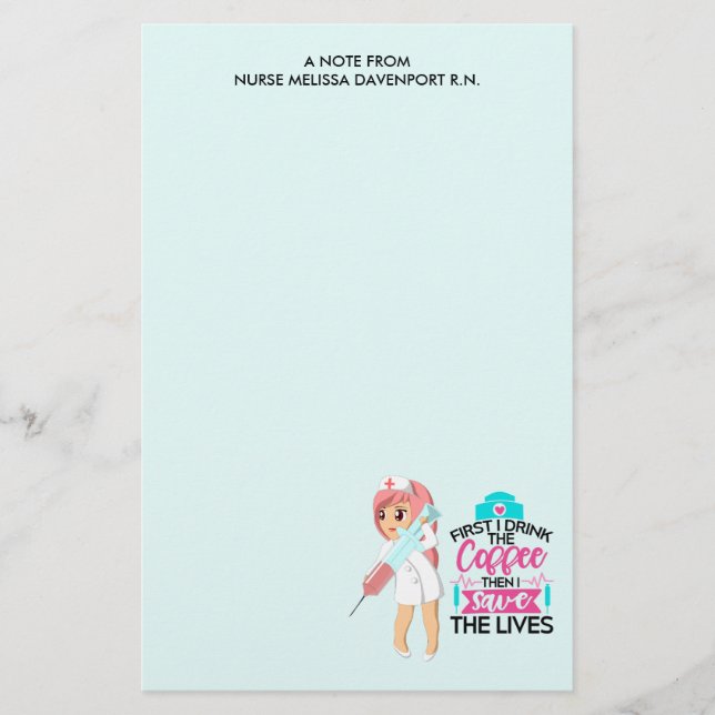Lönsam sjuksköterska med stort Hypodermic Nål Brevpapper (Framsida)