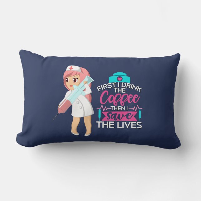 Lönsam sjuksköterska med stort Hypodermic Nål Lumbarkudde (Framsida)